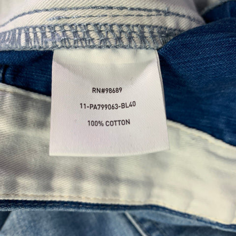 TODD SNYDER Size 36 Blue Light Blue Washed Cotton Straight Relaxed Jeans
