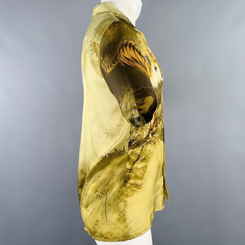 DRIES VAN NOTEN Size M Yellow Olive Tiger Short Sleeve Shirt