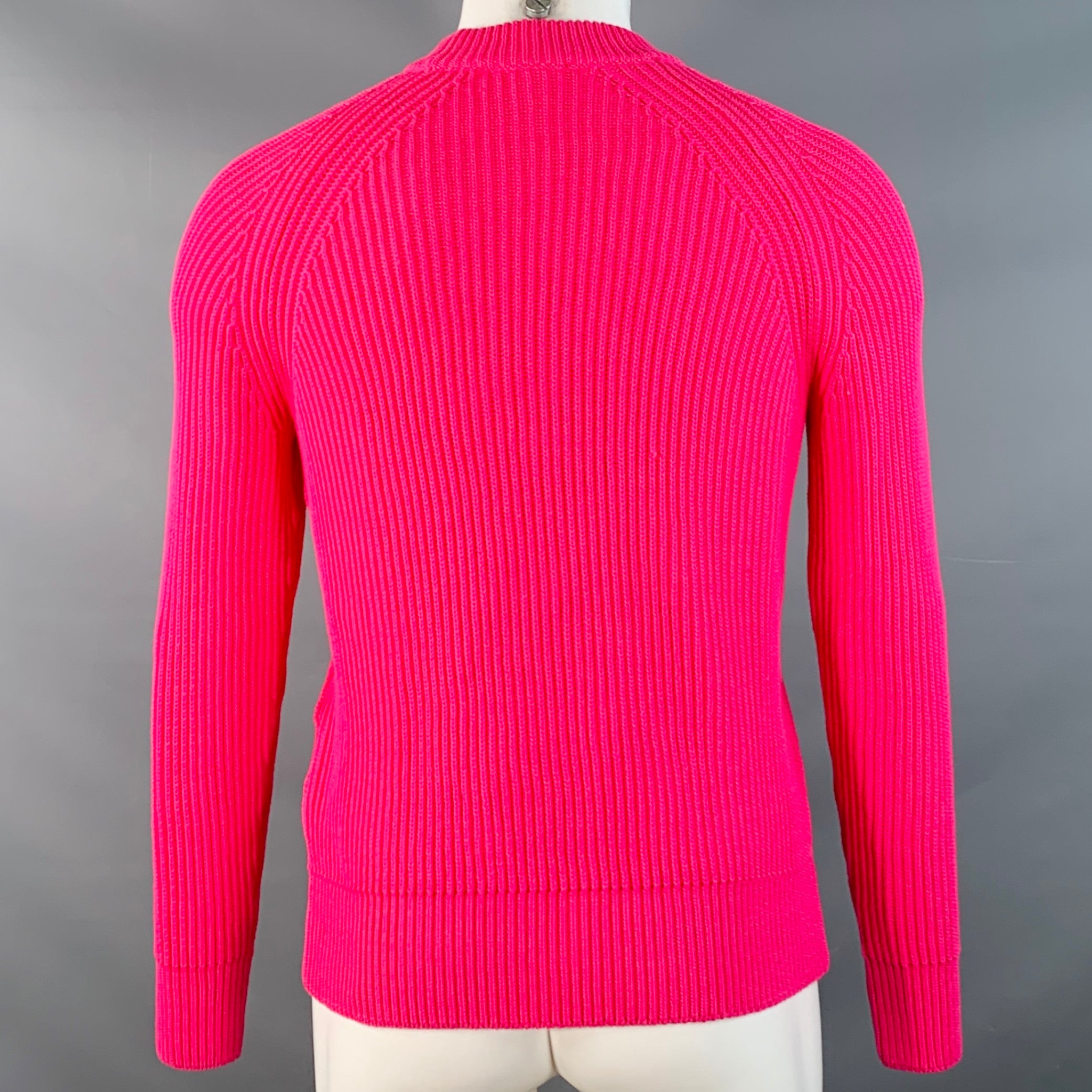 AMI by ALEXANDRE MATTIUSSI Size S Fuchsia Pink Rib Knit Cotton