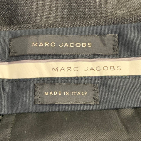 MARC JACOBS Size 32 Grey Charcoal Virgin Wool Wide Leg Cuffed Dress Pants