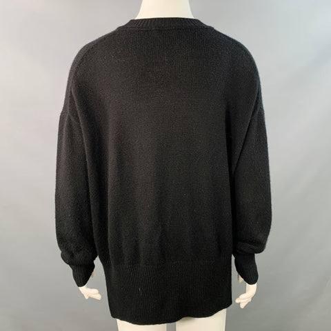 JIL SANDER Size XL Black Cashmere Crew Neck Sweater