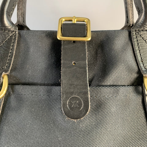 MALLE LONDON Black Canvas Leather Trim Handbag