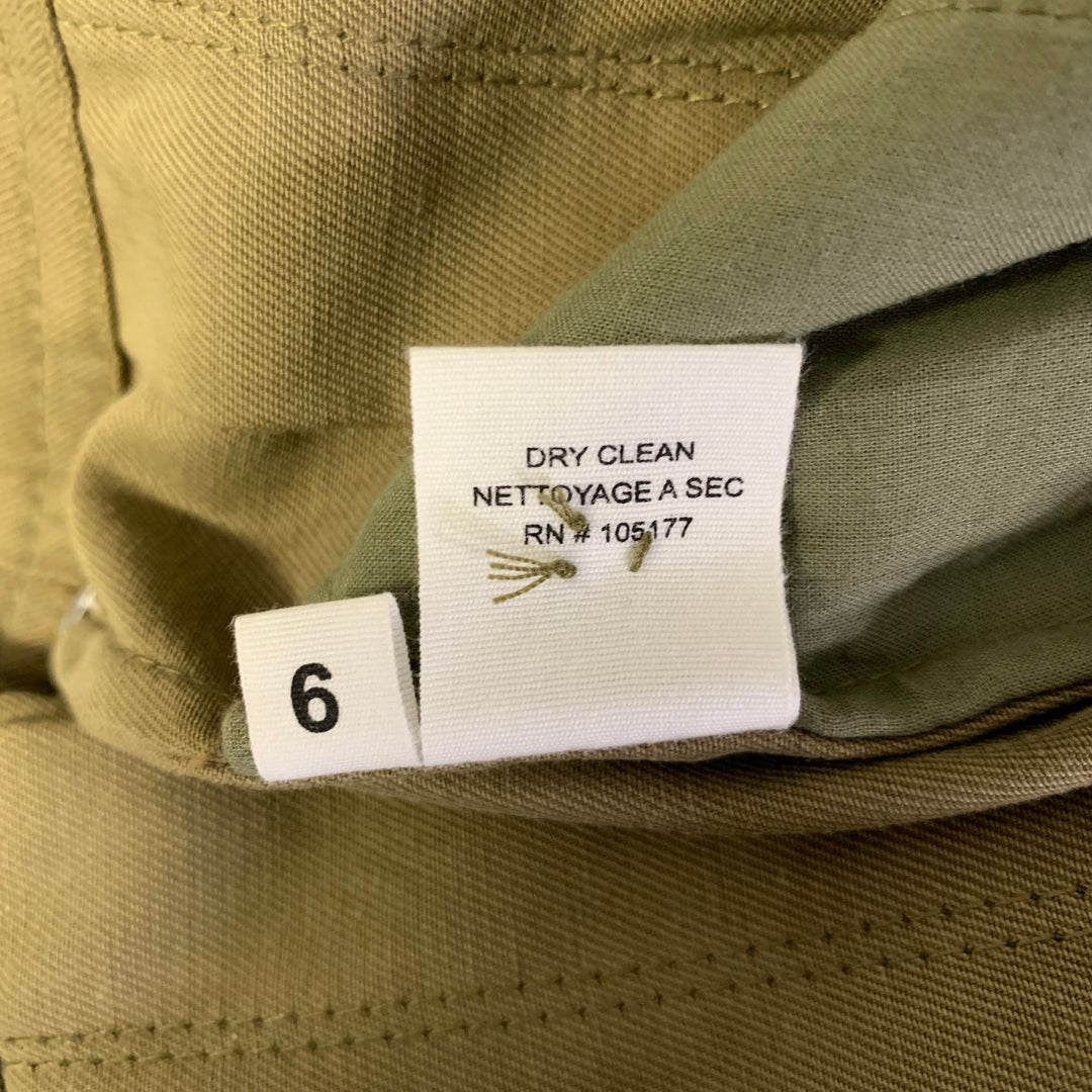 ULLA JOHNSON Size 6 Green Olive Tencel Cotton Pleated Circle Skirt