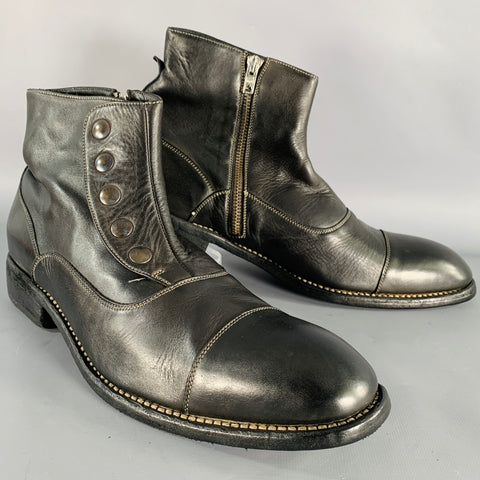 CALZOLERIA HARRIS Size 10 Black Leather Side Zipper Boots