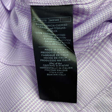 TOM FORD Size M White Purple Glenplaid Cotton Spread Collar Long Sleeve Shirt