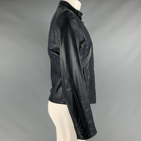 ELIE TAHARI Taille S Veste Zippée En Cuir Marine