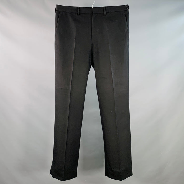 PRADA Size 36 Black Virgin Wool Flat Front Zip Fly Dress Pants