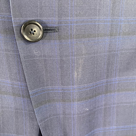 Z ZEGNA Size 46 Regular Navy Blue Plaid Wool Notch Lapel Suit