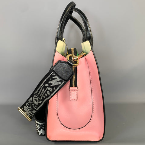 MARC JACOBS SS2018 Black Pink Color Block Saffiano Leather Handbag