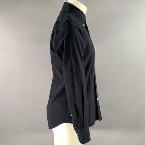 THOM BROWNE Size S Navy Grey Cotton Arm Stripe Long Sleeve Shirt