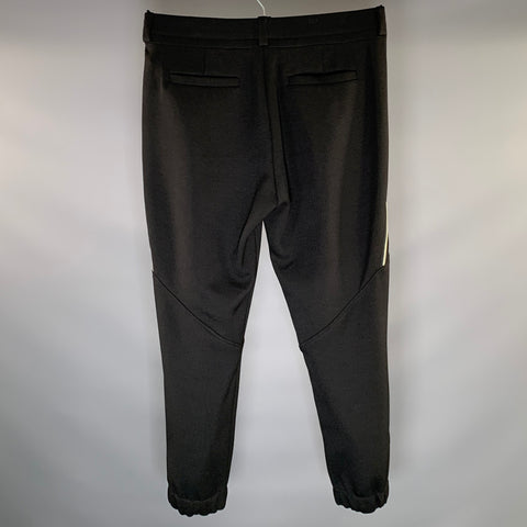 SYSTEM Size 36 Black Polyester Blend Elastic Cuffs Casual Pants