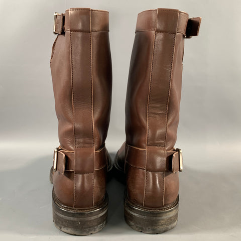 BALLY Size 11.5 Brown Leather Pull On Boots
