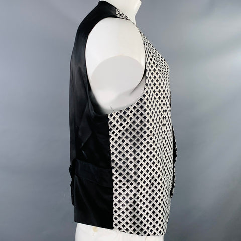 Gilet ROBERT TALBOTT PROTOCOL Taille XL Noir Blanc Gris Jacquard Diamant