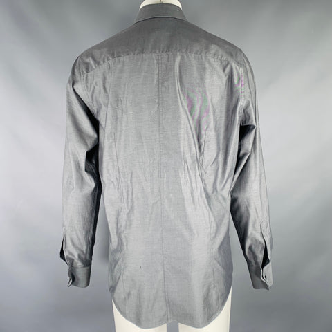 DOLCE & GABBANA Size M Grey Cotton Button Up Long Sleeve Shirt