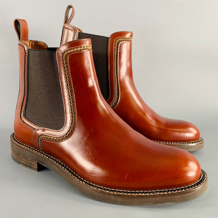 LANVIN Size 9 Cognac Brown Leather Pull On Boots