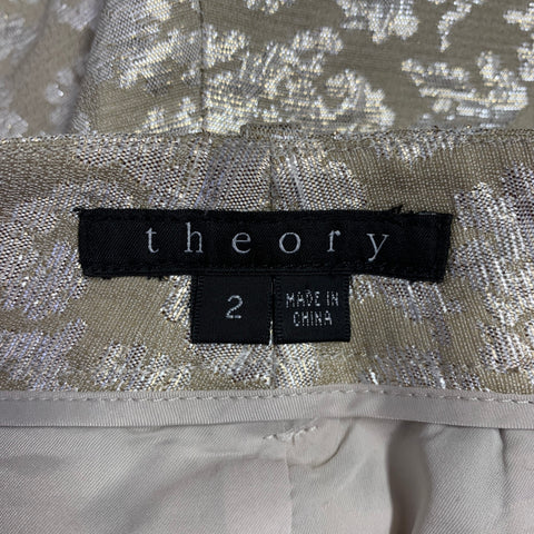 THEORY Size 2 Beige Cream Acetate Blend Abstract Cuffed Shorts