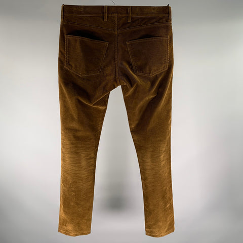 LANVIN Size 32 Brown Corduroy Cotton Button Fly Casual Pants