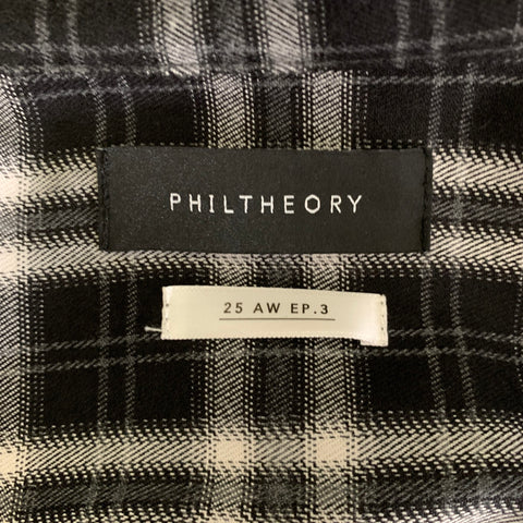 PHILTHEORY Size M Black White Mixed Patterns Cotton Blend Pointed Collar Jacket