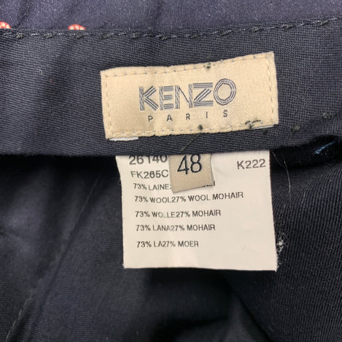 KENZO Size 38 Burgundy Wool Mohair Notch Lapel Suit