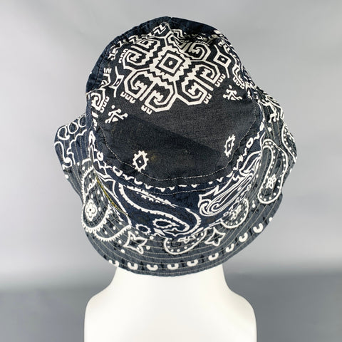 KAPITAL Black White Bandana Cotton Blend Bucket Hat