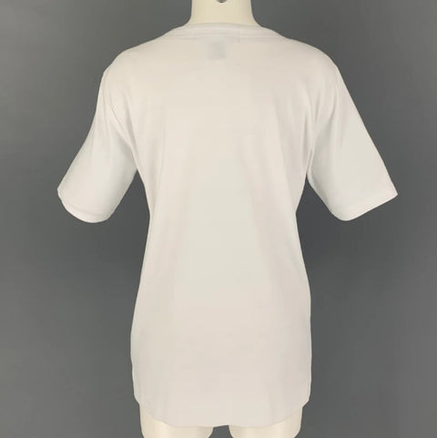 BOB MACKIE Size S White Polyester Cotton Beaded Fish Short Sleeve T-Shirt