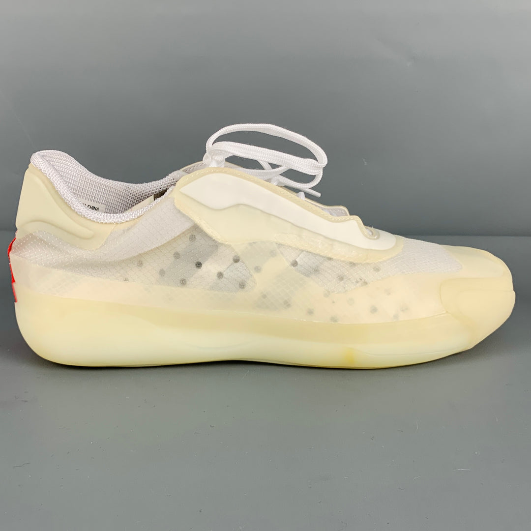 PRADA x ADIDAS Size 10 -Luna Rossa 21- White Rubber Lace-Up Sneakers