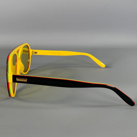 GUCCI Black yellow/red Color Block Acetate Sunglasses