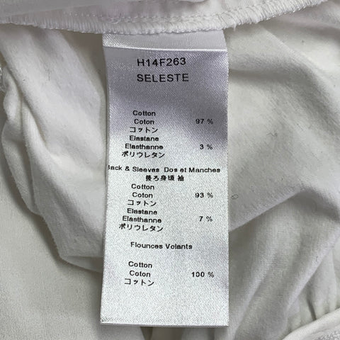 ANNE FONTAINE Size 4 Seleste White Cotton Blend Ruched Ruffled Long Sleeve Casual Top