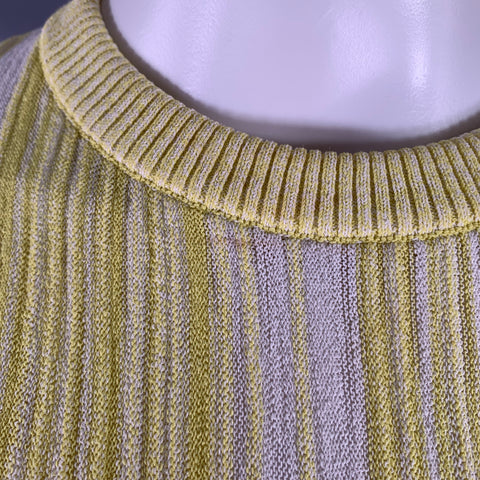 SPORTMAX Size M Yellow Pink Rib Knit Crew Neck Casual Top