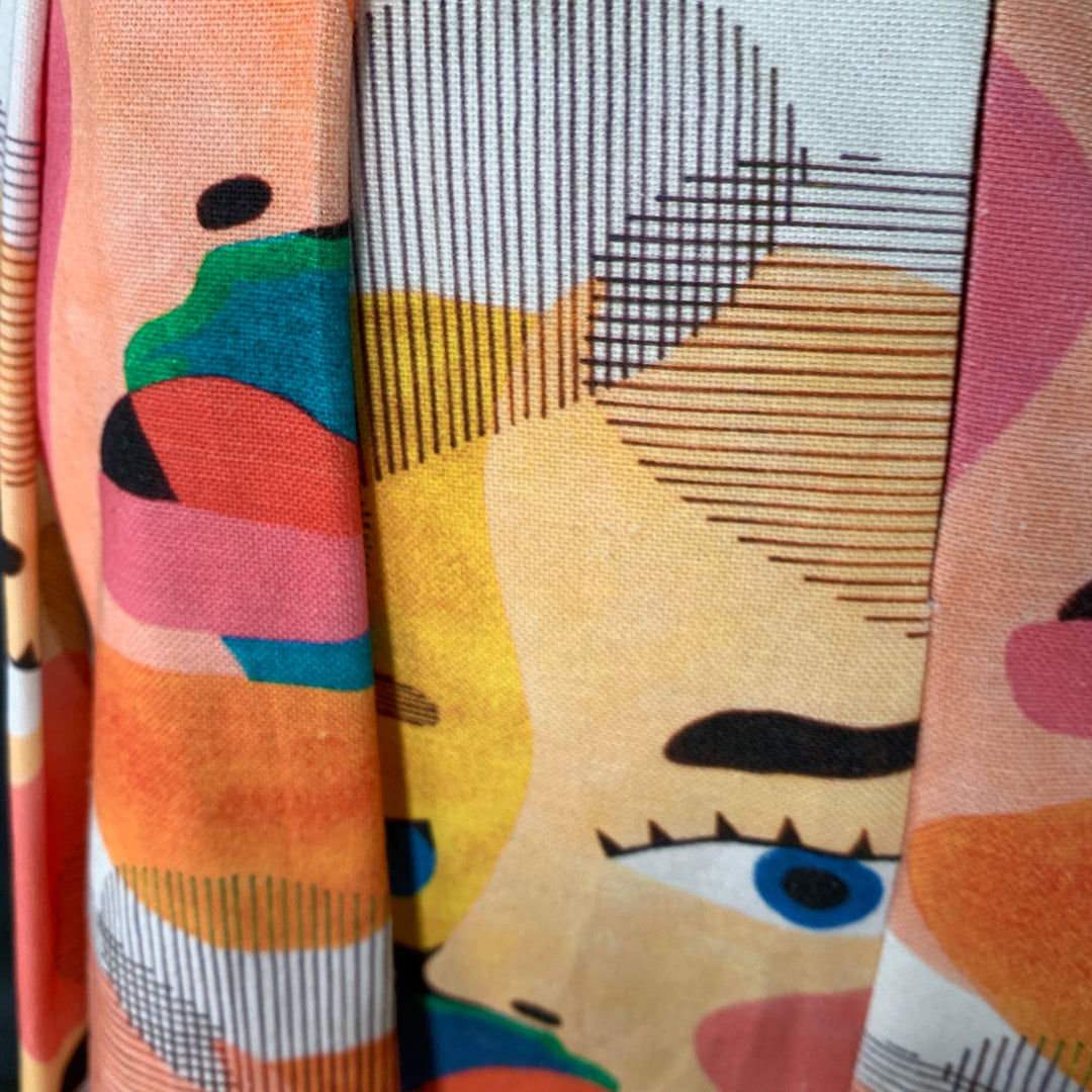 LABORATORIO Size 8 Multi Color Cotton Abstract Figures Pleated Maxi Skirt