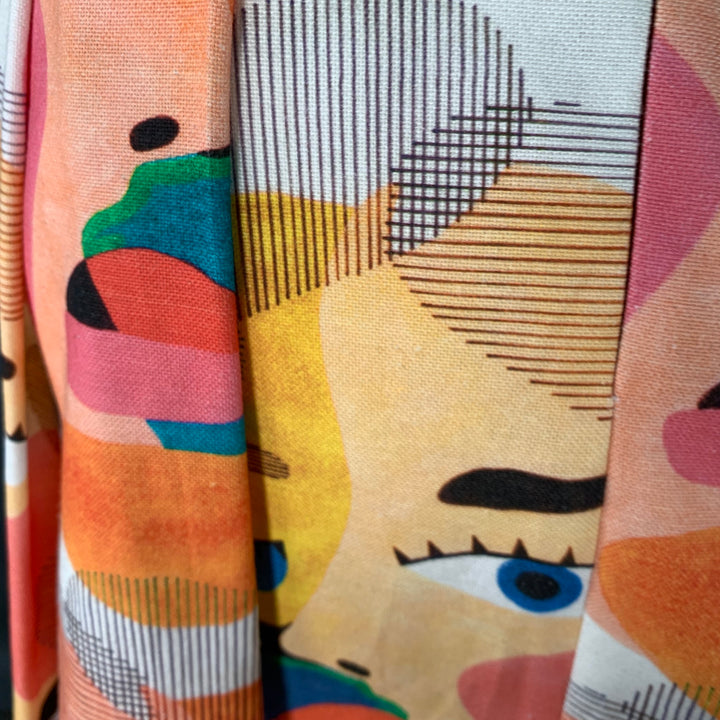 LABORATORIO Size 8 Multi Color Cotton Abstract Figures Pleated Maxi Skirt