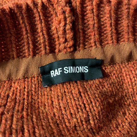 RAF SIMONS FW2016 Size One Size Brown Brick Knitted Wool Buttoned Cardigan