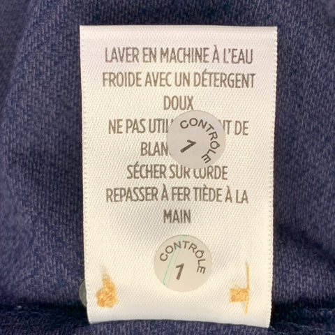 Chemise à manches longues ROBERT GRAHAM Taille XL Bleu marine Indigo Fleuri Col classique Coton