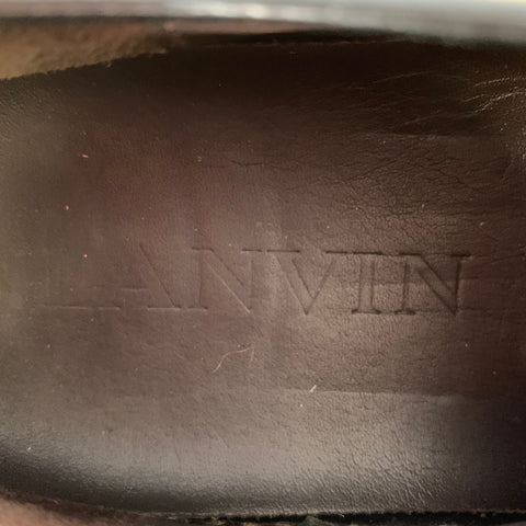 LANVIN Size 11 Black Mixed Fabrics Suede Low Top Sneakers