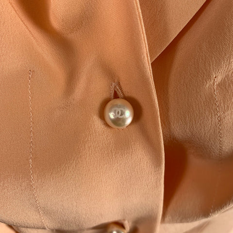 CHANEL Size 4 Orange Sorbet Silk Pleated Sleeveless Dress Top