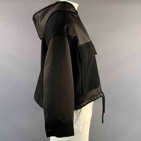 EMPORIO ARMANI Size 44 Black Polyester Zip Up Jacket