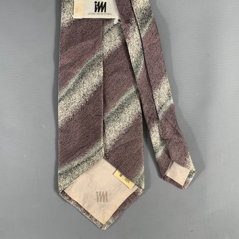 ISSEY MIYAKE Grey Mauve Stripe Silk Tie