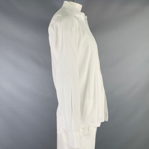 BARNEY'S NEW YORK Size L White Cotton Button Up Long Sleeve Shirt