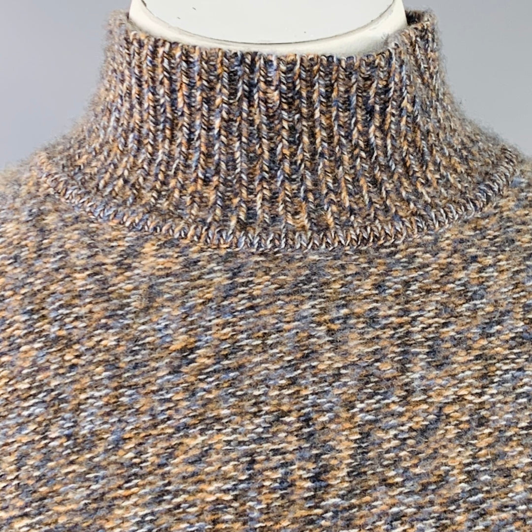 THEORY Size L Karenia Yellow Grey White Cashmere Melange High Neck Sweater