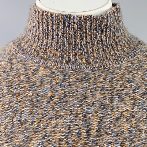 THEORY Size L Karenia Yellow Grey White Cashmere Melange High Neck Sweater