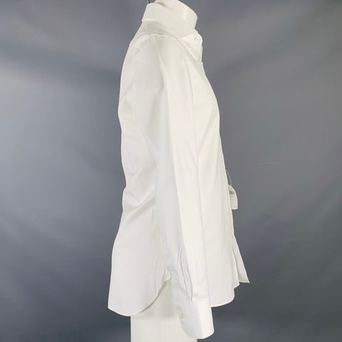ERMENEGILDO ZEGNA Size S White Cotton Cutaway Collar Long Sleeve Shirt