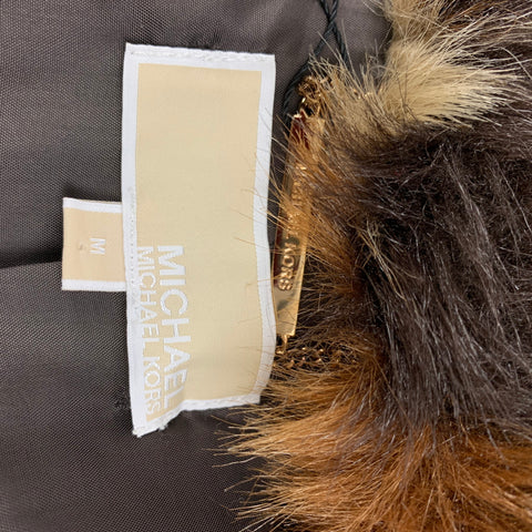 MICHAEL by MICHAEL KORS Size M Tan Brown Polyester Textured Collarless Coat
