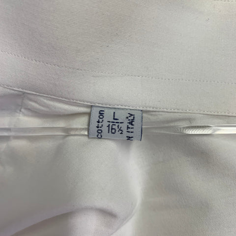 BRIONI Size L White Black Pleated Cotton Tuxedo Long Sleeve Shirt