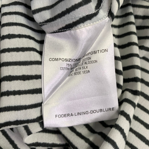 ALEXANDER MCQUEEN Size M White Black Stripe Cotton Silk Long Sleeve Shirt