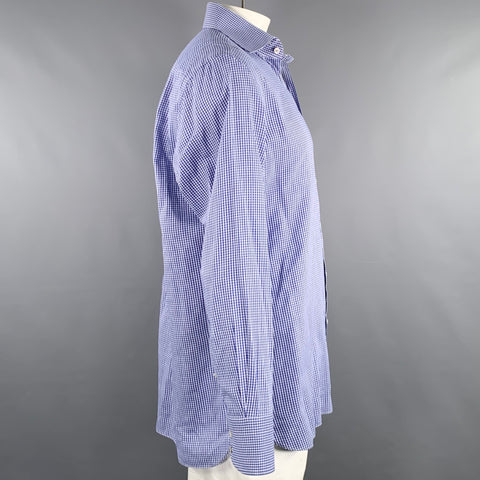 TOM FORD Size L Blue White Plaid Cotton Button Up Long Sleeve Shirt