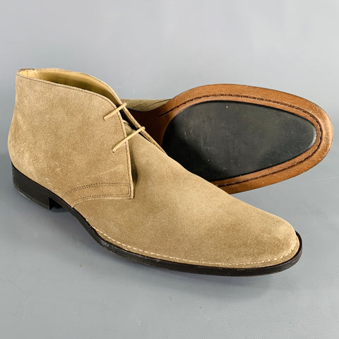 BANANA REPUBLIC Size 9.5 Taupe Suede Lace-Up Boots