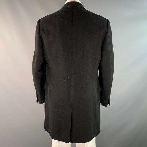 PRADA Manteau noir en cachemire à revers crantés, taille 46