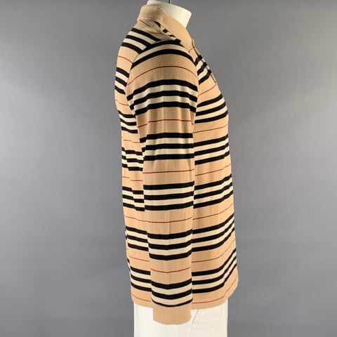 BURBERRY LONDON Size L Brown Navy & Red Plaid Cotton Long Sleeve Polo