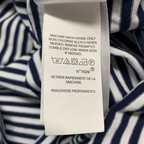 RALPH LAUREN Taille XL Polo à manches courtes en coton à rayures blanches marine