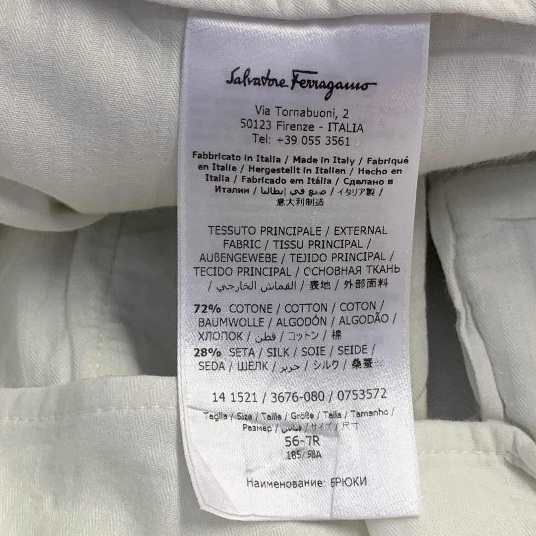 SALVATORE FERRAGAMO Size 40 Off White Twill Cotton Silk Straight Casual Pants